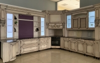 Класична кухня фасади ясен з різьбленими колонами фурнітура Blum з кам\'яною стільницею 3850х3270 Знижка 50% 320000. -160000 грн